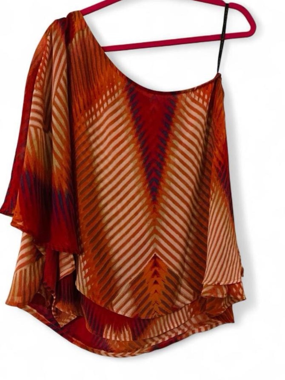 Jessica Simpson Lava One Shoulder Asymmetrical Chiffon Blouse Medium
